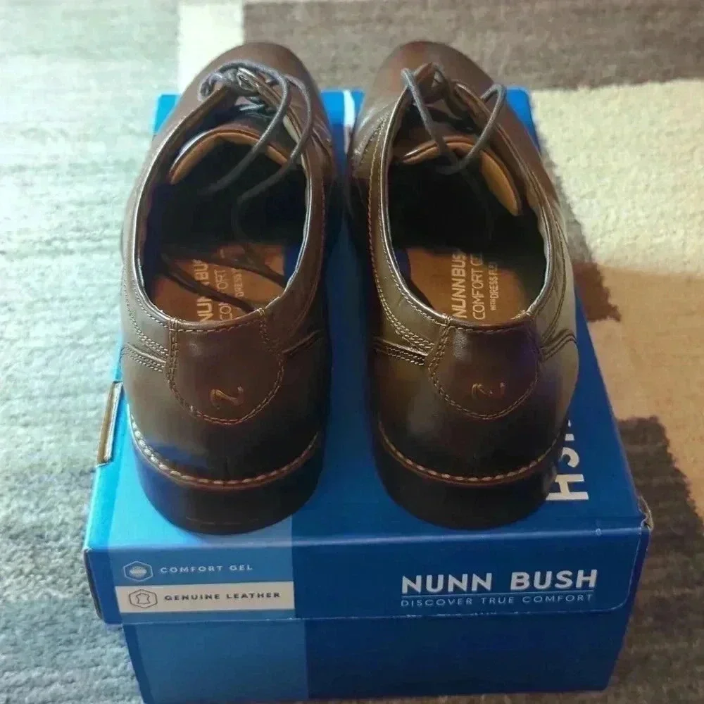 NUNN BUSH Brown Leather Dress Oxford Shoes Flex Size 10